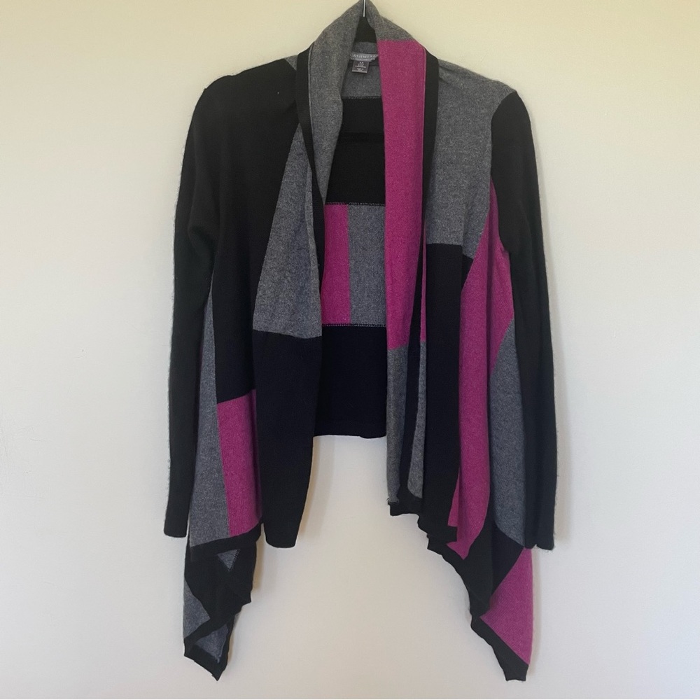 Charter Club 100% Cashmere Colorblock Drape Front Long Sleeve Sweater - Size XS